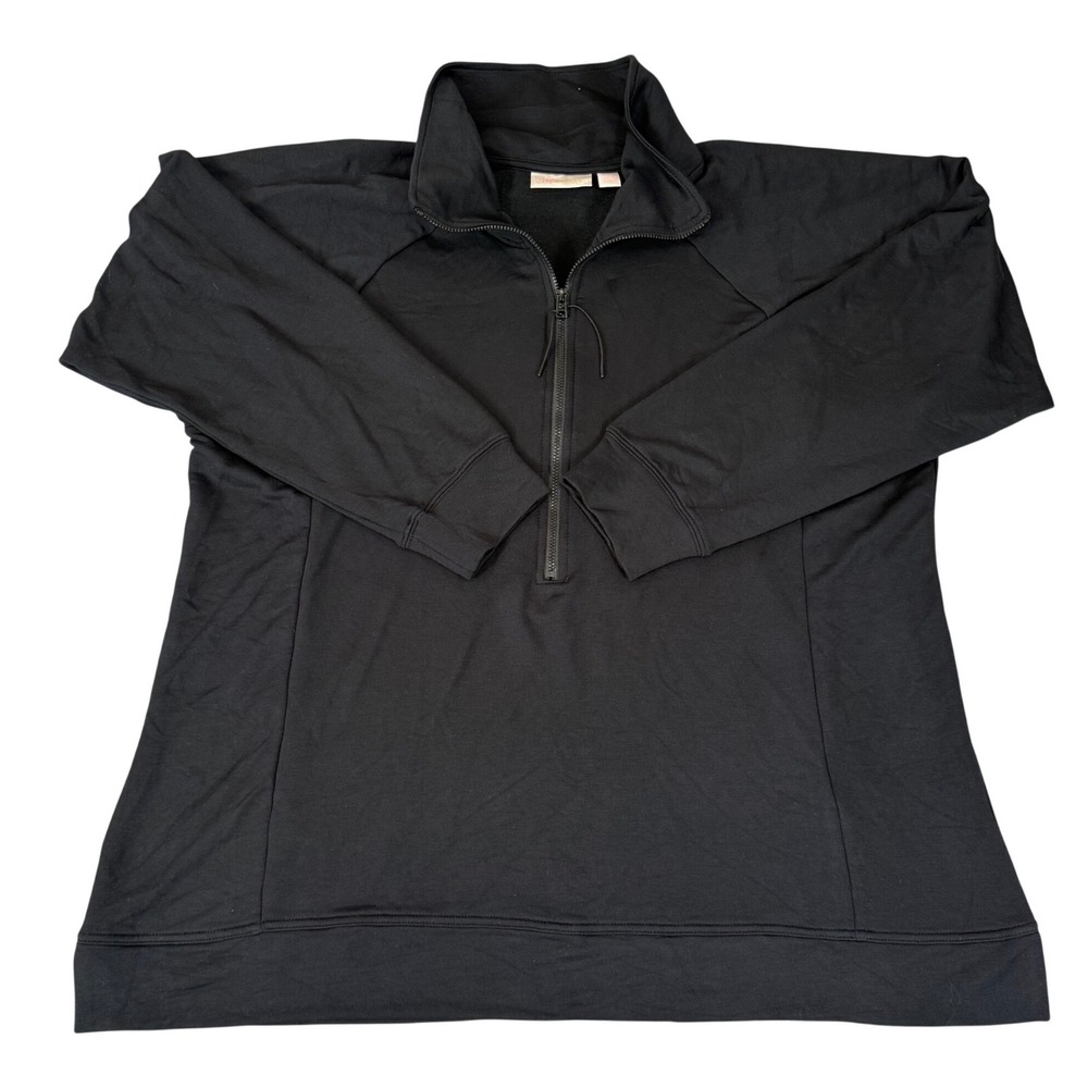 Belle by Kim Gravel Black Modal Quarter Zip Pullover Sweatshirt XL A627948